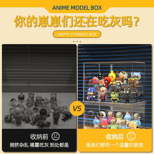 KAMAN Blind Box Storage Display Rack Transparent Dustproof Lego Brick Box Rack Bubble Mart Figure Display Box Large Ladder Model Transparent 1