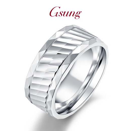 GsunG platinum ring men's new laser multi-faceted ring elegant and shiny platinum ring men's and women's wide-faced ring. Priced by gram. Contact customer service before bidding for gold price.