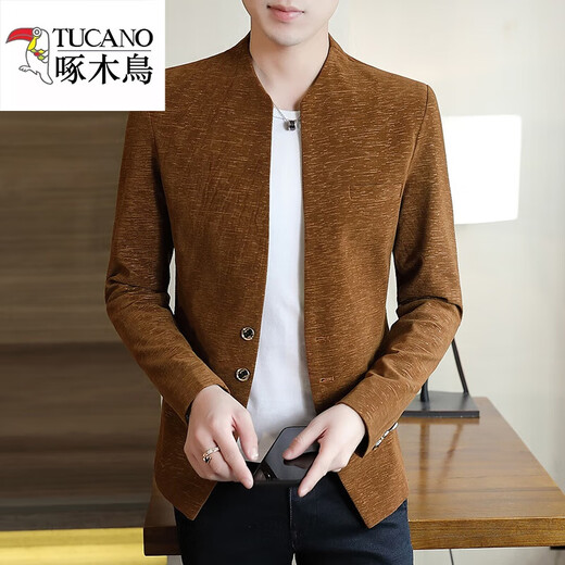 Woodpecker (TUCANO) Zhongshan suit men's casual suit men's jacket men's slim 2025 spring and autumn new small suit men's handsome black XL