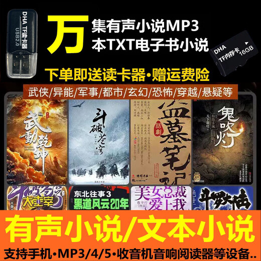有声小说MP3内存卡TXT电子书热门玄幻评书故事手机音响用储存TF卡 套餐D恐怖小说系列3890集16/ 标配