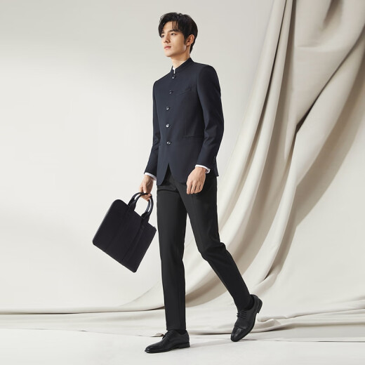 柒牌【WOOLMARK】男装羊毛局西服秋冬商务中式立领单西外套正装