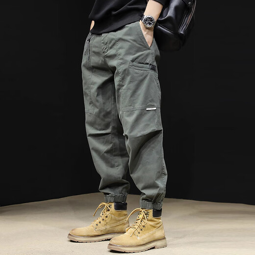 JEEP SPIRIT work pants for men's spring and autumn new loose Harren men's casual pants for men's stretch trousers 22116 military green 2XL