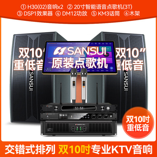 山水（SANSUI）H30 家庭ktv音响套装专业效果器纯后级功放影院双10吋三分频音箱卡拉ok唱歌全套设备家用K歌一体机 双10吋2.0山水原装全套专业钻石版20吋3T