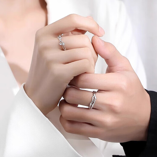 Qian Sheng Yuan Lian Zhi couple's ring, a pair of open index finger rings for men and women, a pair of open index finger rings to express love and proposal, niche gifts for girlfriends and wives, a pair of Lian Lizhi couple rings, gift box, adjustable, gift for Chinese Valentine's Day, student bracelets