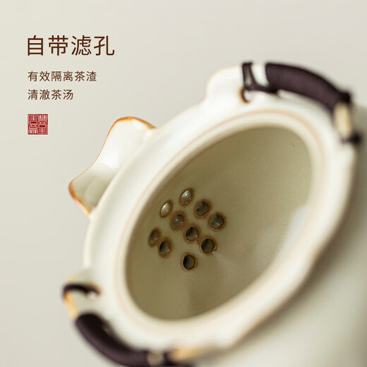 Tangfeng Ru Kiln Tea Set Complete Set with Tea Tray Kung Fu Tea Set Chinese Household Ceramic Teapot Cover Bowl Tea Cup Set Dundun Hand Grab Pot 9 Heads