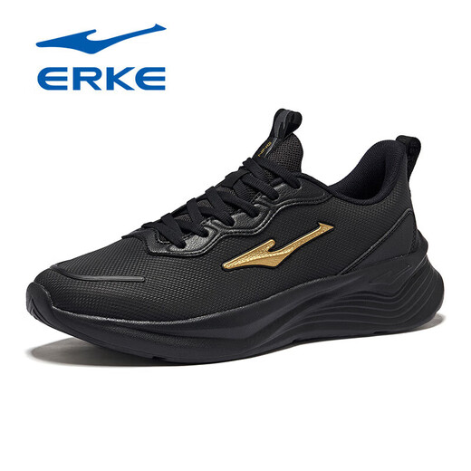 
Hongxing Erke running shoes leather waterproof men's shoes summer new thick-soled shoes lightweight soft sole non-slip black and white men's sports shoes 3523 black gold [rainproof upper] 40 quality assurance