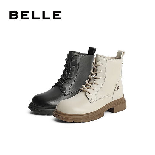 百丽（Belle）七夕礼物舒适马丁靴女商场款真皮时尚靴B7E2DDD4 黑色-单里 36 (230mm)