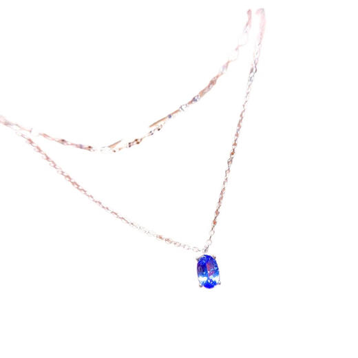 Weizhou s925 silver necklace chain empty support oval 5*7 inlaid with tanzanite simple fashion novel female clavicle chain empty support 5*7 platinum plated