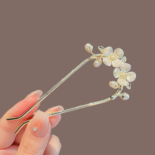 Joy of Two Worlds Flower Hairpin Ladies' Easy Hair Comb Insert Hair Accessories into the Back of the Head Ancient Style Hairpin Camellia U-shaped Hairpin