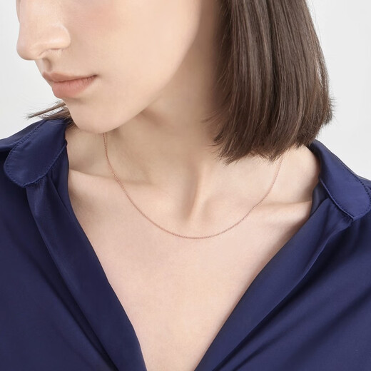 Chow Sang Sang (CHOW SANG SANG) k gold necklace 18k rose gold versatile plain chain color gold necklace clavicle chain 87855N 45 cm
