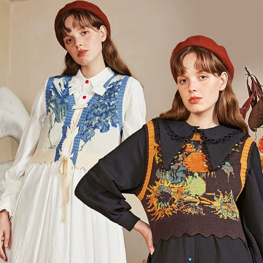 Cardigan tricoté de l'amant Xiangyi pour les femmes en 23 automne et hiver nouvel pull extérieur gilet de style rétro paresseux design des vêtements féminins iris d'irises une taille [adaptée à 80-140jin [Jin est égal à 0,5 kg]]]