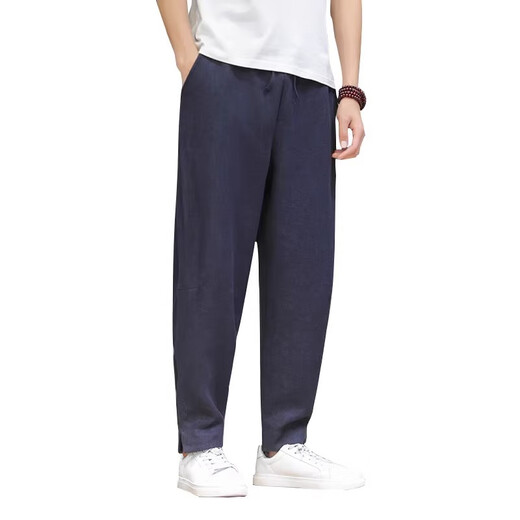 Cangishi Kazuki Cangishi Kazuki модные повседневные брюки мужские летние тонкие модные свободные льняные брюки большого размера универсальные брюки из хлопка и льна кремового цвета XL 140-160Jin Jin равен 0,5 кг