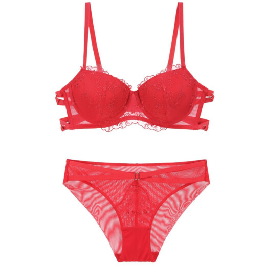 Chun Linke's new style embroidered bra sexy lace push-up bra set animal year red women's underwear bra red 70B