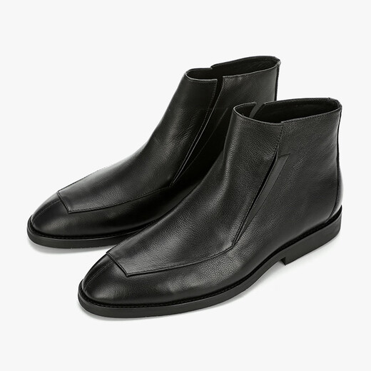 Walker Shop Martin Boots Men [High Top British Style] Spring Chelsea Boots Short Boots Fashion Leather Shoes Mid Top Boots Black 38