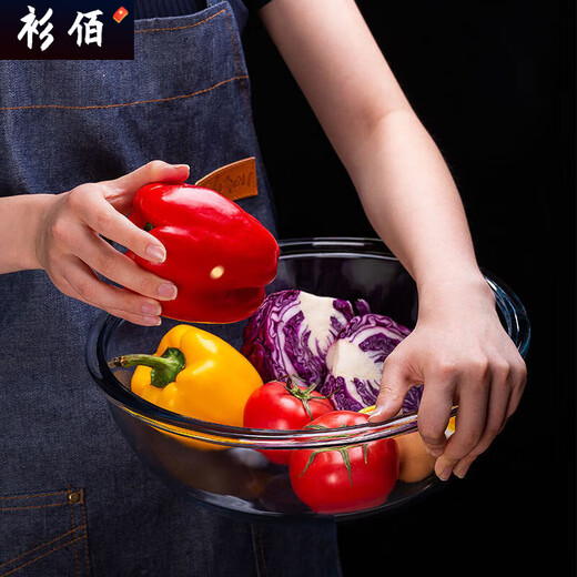 Large-capacity thickened large-sized glass basin and basin for egg beating basin heat-resistant kneading basin bowl for egg beating bowl special LB 6210ml tempered borosilicate glass/