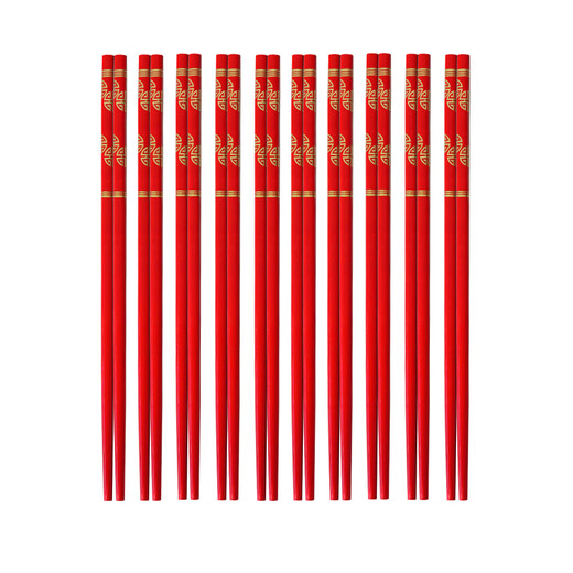 10 pairs of bamboo chopsticks with lucky seals for home use, weddings, hotel weddings, red chopsticks tableware set