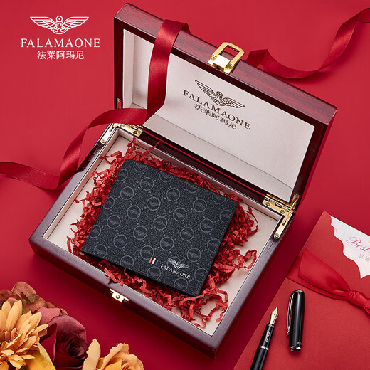 Falamaone Brand Herren Brieftasche Herren Kurzerbringliche Top -Schicht Kuhlatten -Jugendlosen -Freizeit -Brieftasche Geburtstagsgeschenk für Ehemann Schwarz