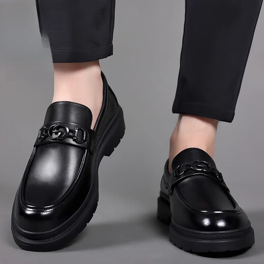 Playboy Cuero zapatos casuales para hombres uso formal de cuero genuino transpirable negro suave suela gruesa 2025 nuevos zapatos de cuero de cabeza grande para hombres encaje negro 9763 40