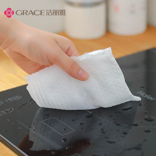 Grace lazy rag thickened wet and dry kitchen disposable rag not easy to stain with oil cleaning cloth lazy rag pure white (10 rolls * 50 pieces)