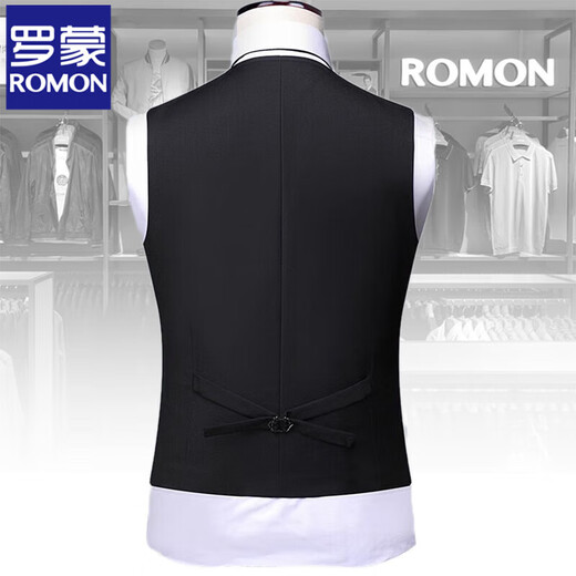 ROMON Men's Suit Vest Men's Workwear Vest Solid Color Groomsmen's Clothes Brothers' Clothes Groom's Wedding Dress Vest Gray Single-piece Vest XL 180