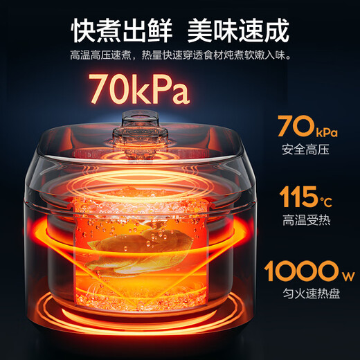 Midea electric pressure cooker, electric pressure cooker, smart pressure cooker, household high-pressure rice cooker, one-click exhaust, new multifunctional high-pressure freshness-enhancing pressure cooker 5L home version MY-50M5-206- 5L pressure cooker