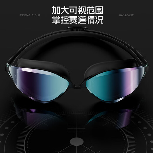 Li Ning (LI-NING) swimming goggles for men and women, waterproof coating swimming goggles, professional high-end racing adjustable mid-frame swimming goggles 2401 black and blue
