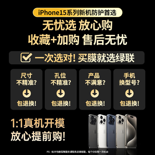 Green Link [explosionssicherer und musterfreier Film] Geeignet für iPhone 15 Promax Tempered Film Apple 15 Promax Mobile Film HD Full Cover Anti-Fingerabdruck Anti-Fall-Fall-Film No-Down Silver Second Film