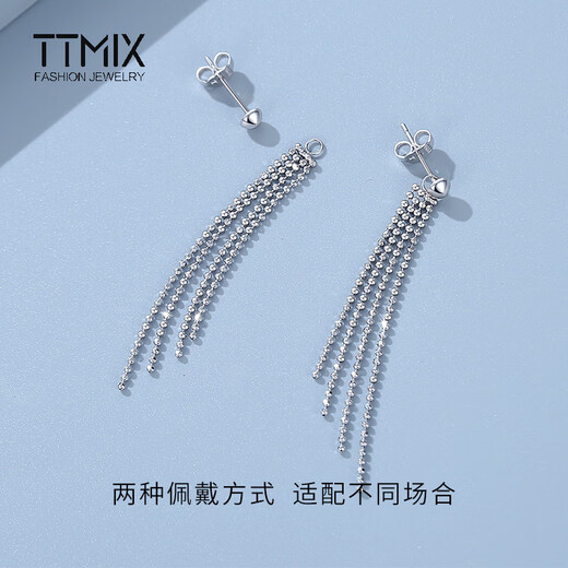 TTMIX Gypsophila pt950 platinum tassel earrings platinum earrings spring and summer long earrings for girlfriend 3.9-4.1g