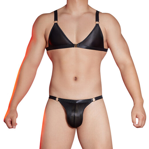 Temptation of desire, basic sexy underwear for men, metal ring suspenders, three-point Japanese and Korean style men's passion temptation suit, sexy thong pseudo-woman briefs gay adult supplies, white underwear, all sizes
