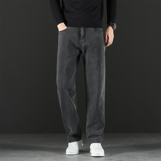 Aemape American Apple High-End-Jeans Männer Sommer grauer Frühling und Herbst Lose geradlinige Weitbein elastische Freizeithosen Männer 7020 Nina Grau Größe 34 Taillenumfang 2 Fuß 7 für 160 Jin [Jin gleich 0,5 kg]