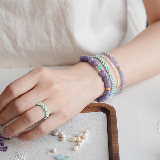 Yingxin original snow-green tanzanite beaded bracelet for women new Chinese style niche amethyst bracelet snow-green with buckle about 16 points 5cm