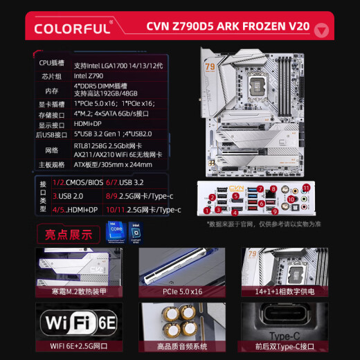 Colorful Intel Z790 with Core 13th generation/14th generation 14900K/14700KF/14600KF/13600KF/13600KF board u set Z790D5 ARK FROZEN Ark i9 1390