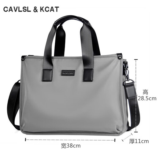 CavlslKcat business briefcase men's handbag large capacity commuter computer bag Oxford cloth casual business trip shoulder crossbody bag black large bag 15.6 inches 39*11*29cm