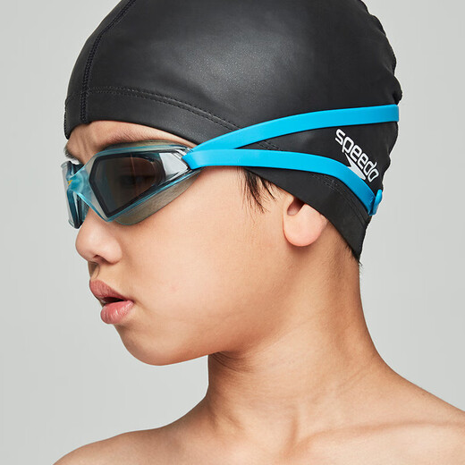 速比涛（Speedo）HYDROPULSE儿童泳镜高清防雾游泳装备男女童通用 蓝色/烟色