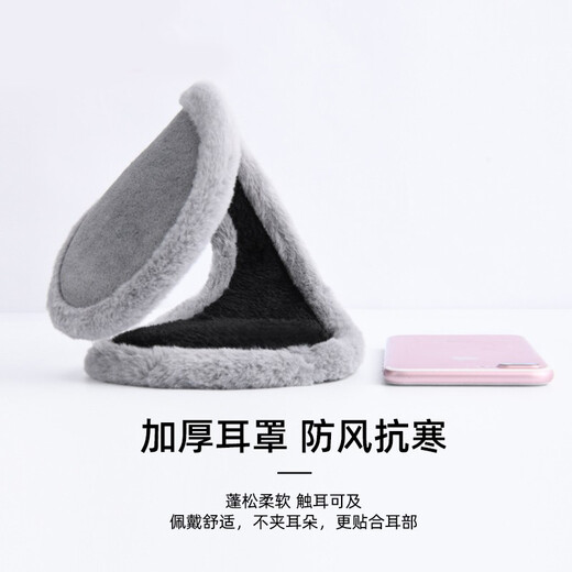 Bovonik earmuffs warm men and women earmuffs earbags autumn and winter solid color plush earmuffs back-worn thickened warm and cold-proof ear protection solid color velvet earmuffs black