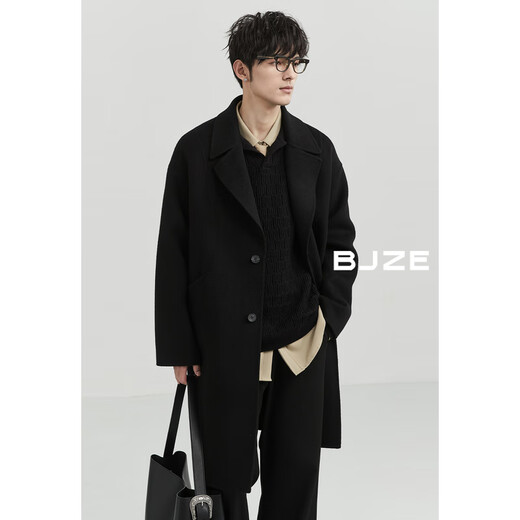 Earl Zoer en laine fixe Mateau de laine double face pour manteau de mi-longueur masculin 2024 Automne et hiver Nouveau style pluie gris XL 180