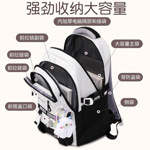 GPHF Japan GP burden reduction and spine protection schoolbag for women with super large capacity new style junior high school students backpack elementary school students backpack 9908 black 2-piece set collection plus shopping cart baby gift pendant