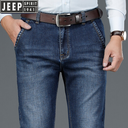 Jeep (Jeep) Jeans sueltos rectos de 2025 pantalones de primavera y otoño para hombres jóvenes pantalones largos verano 6913-2# [azul] 32
