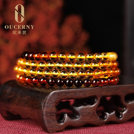 OUCERNY Natural Amber Bracelet Blood Amber Gold Gradient Rainbow Chain Single Circle Women's Small Bracelet Comes with Certificate Ready Shipment Arrangement on the Best