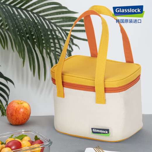 
Glasslock imported heat-resistant tempered glass fresh-keeping box microwave-heated lunch box commuter bag 2-piece set of rectangular 480ml + rectangular 695ml + beige bag