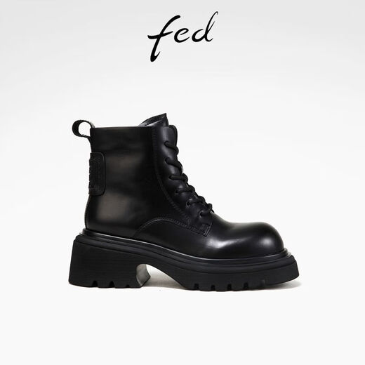 Alimentado botas de martin de cuero genuinas para mujeres en invierno nuevas botas para mujeres Tacas gruesas botas de motocicleta negra para mujeres D1105-YA930 Negro 36