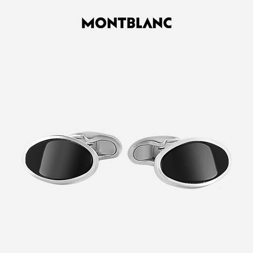 万宝龙MONTBLANCAg925银黑色椭圆形饰面袖扣116642中秋节礼物