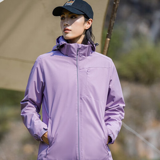 Camel de la región occidental (Vancamel) más la chaqueta de rompedor de viento de terciopelo para hombres y mujeres estilo coreano a prueba de viento y cálida chaqueta de captura suave de captura suave Jaqueta literaria Top 9930 taro Purple-Women [Color sólido] l