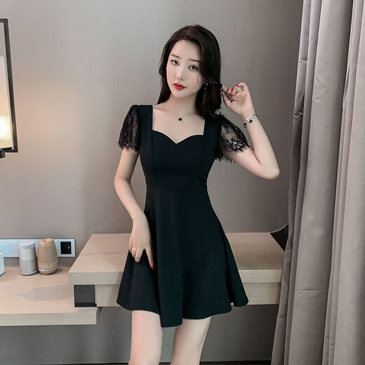 阿尤布夜场性感女装显瘦夜店性感连衣裙洗浴按摩短裙连衣裙技师工作服 726黑色 2XL