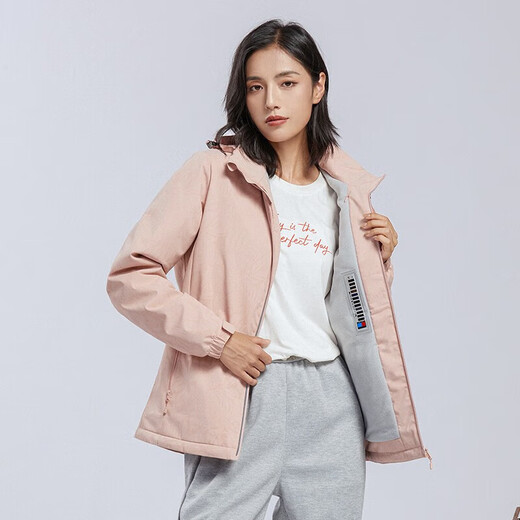 啄木鸟（TUCANO）加绒一体冲锋衣女男单层户外秋冬登山服外套夹克外套保暖软壳风衣 9930S-2橡皮粉-女【迷彩】 M