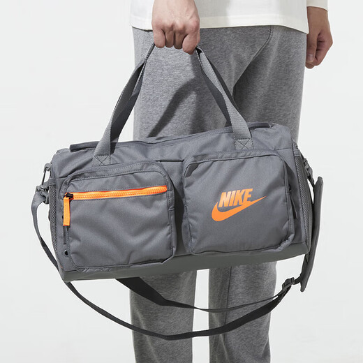 耐克（NIKE）手拎包男包女包新款健身包桶包行李包大容量斜挎包运动旅行单肩包 BA6169-084/烟灰/荷兰橙 MISC