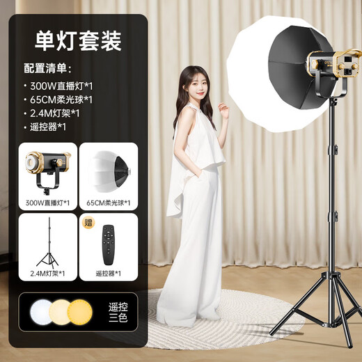 Jimantu live broadcast fill light 300W professional COB photography lamp indoor studio shooting live broadcast room spherical lamp deep mouth parabolic soft box video shooting sun lamp single lamp set
