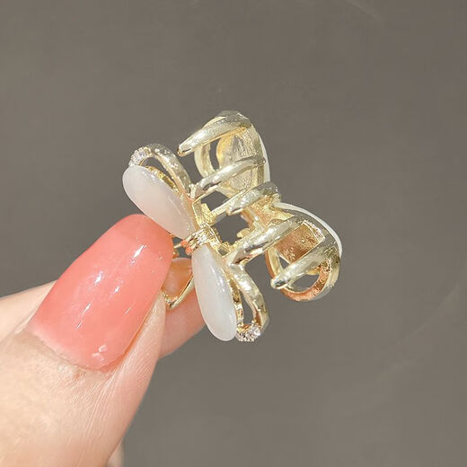 Kahneman Small Clip Women's Cat's Eye Hollow Bow Bangs Clip Cute Girl Versatile Top Clip Back of Head Small Hairpin Black Rhinestone Bow Clip 2