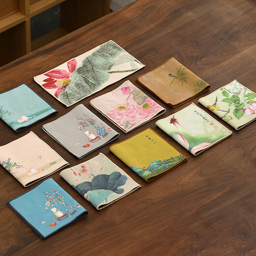 Tang Feng absorbent tea towel household painted Zen rag pot towel tea table special tea set towel new Chinese style fabric suede tea towel (bamboo peace)