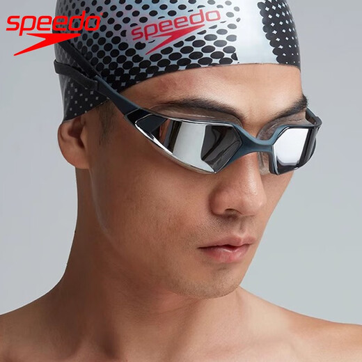 Speedo swimming goggles, coated, comfortable, large-frame, high-definition, anti-fog, wide-view swimming goggles, professional training swimming goggles for men and women, coated, large-frame, orange-gold (upgraded version)